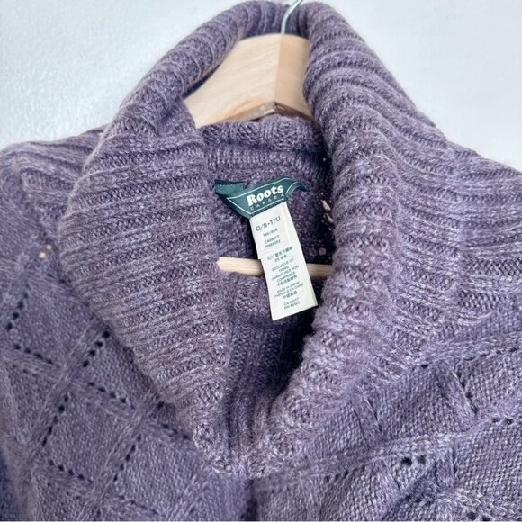 Roots Womens One Size Wool Cable Turtle Neck Poncho Sweater - Picture 9 of 13